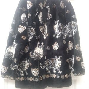 Black Mountain Fleece Cat Print Coat